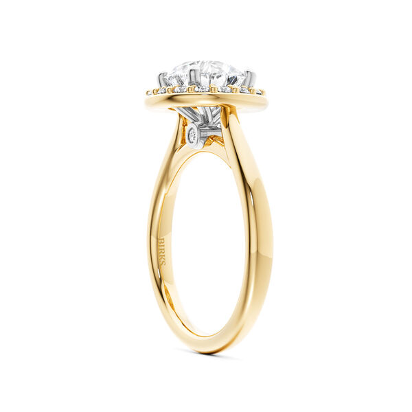 Yellow Gold Round Solitaire Diamond Engagement Ring With Halo